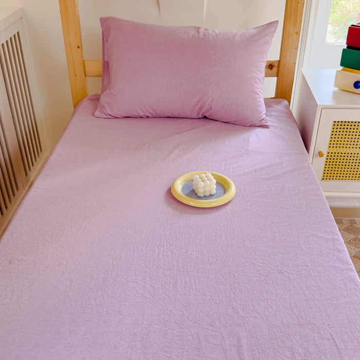 91家纺网 家纺一手货源 找家纺 金丝鸟家纺 2024新款A类全棉色织水洗棉单床单系列（学生床） 烟紫