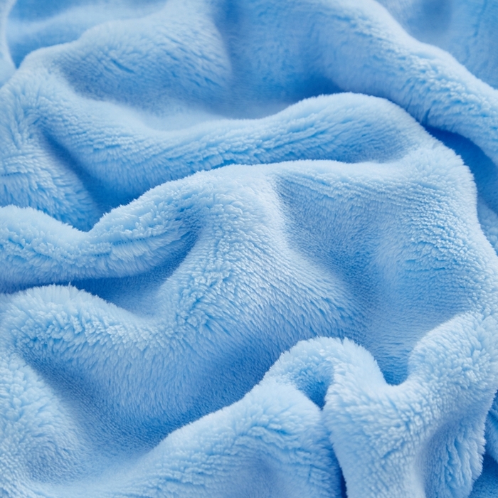 91家纺网 家纺一手货源 找家纺 巴木赫 2024新款法兰绒泡泡卷边毯子毛毯 亮蓝