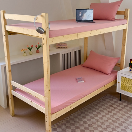 金丝鸟家纺 2024新款A类全棉色织水洗棉单床笠系列（学生床） 粉色