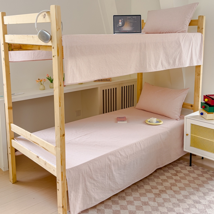 91家纺网 家纺一手货源 找家纺 金丝鸟家纺 2024新款A类全棉色织水洗棉单床单系列（学生床） 粉细条