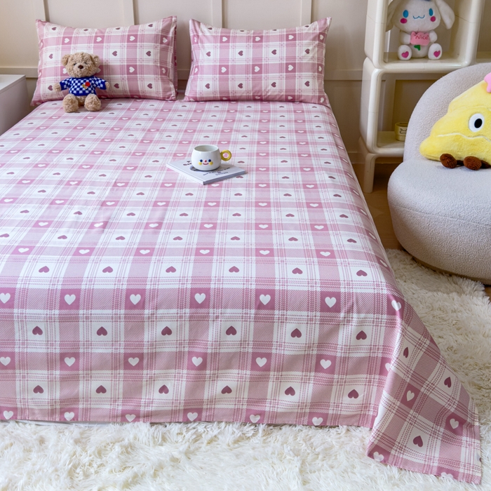 91家纺网 家纺一手货源 找家纺 金丝鸟家纺 2024新款全棉小清新印花单床单系列 美心格