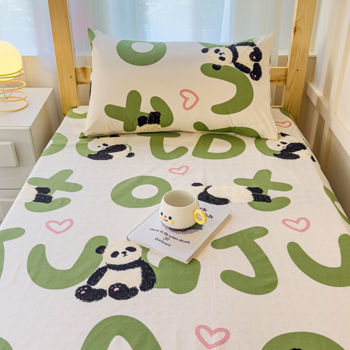 91家纺网 家纺一手货源 找家纺 金丝鸟家纺 2024新款全棉小清新印花单床单系列（学生床） 国宝字母