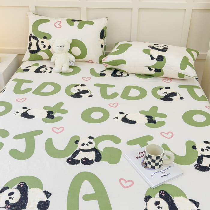 91家纺网 家纺一手货源 找家纺 金丝鸟家纺 2024新款全棉小清新印花单床笠系列 国宝字母