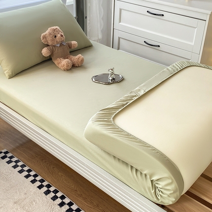 91家纺网 家纺一手货源 找家纺 暖季家纺 2025新款40支长绒棉13376刺绣款全棉床笠支持定制 40-抹茶绿