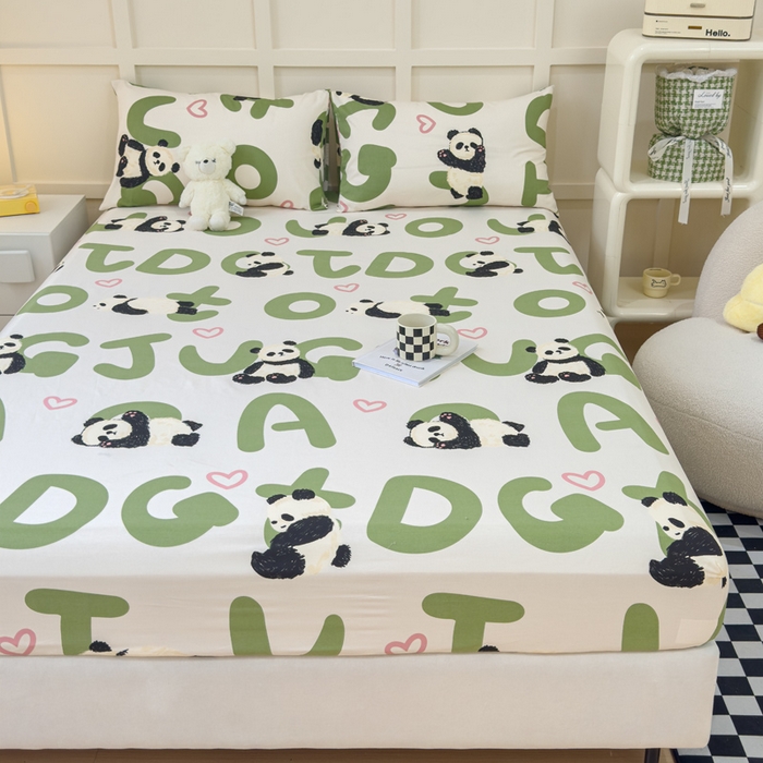 91家纺网 家纺一手货源 找家纺 金丝鸟家纺 2024新款全棉小清新印花单床笠系列 国宝字母