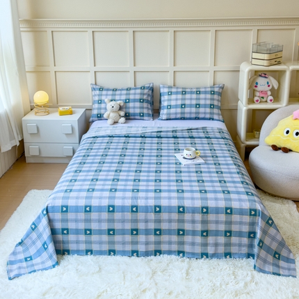 91家纺网 家纺一手货源 找家纺 金丝鸟家纺 2024新款全棉小清新印花单床单系列 小格米奇