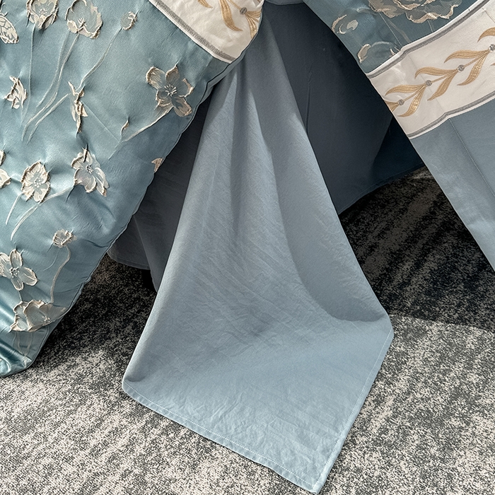 91家纺网 家纺一手货源 找家纺 梦舒羽 2025新款加厚水洗棉浮雕刺绣四件套学生套件 莫奈花园-宾利兰