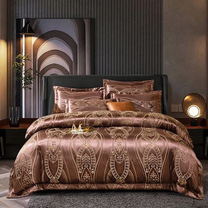 91家纺网 家纺一手货源 找家纺 （总）七夜居 2025新款欧式轻奢高精密色织贡缎提花四件套礼盒装