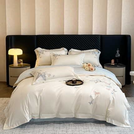 爱缦 2024新款80支新疆棉四件套梦幻蝶舞系列 白蓝色