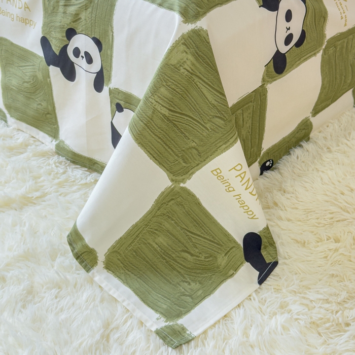 91家纺网 家纺一手货源 找家纺 金丝鸟家纺 2024新款全棉小清新印花单床单系列 棋盘米兜