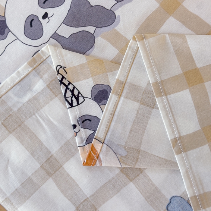 91家纺网 家纺一手货源 找家纺 金丝鸟家纺 2024新款全棉小清新印花单床单系列（学生床） 格子米兜