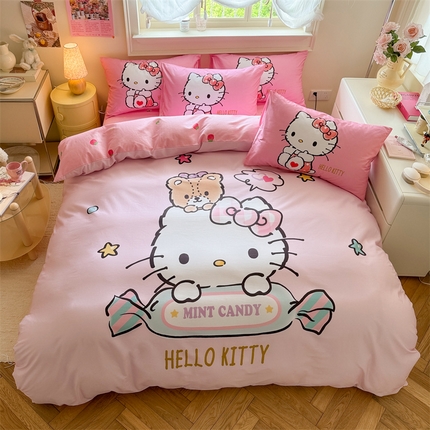 名兮家居 2024新款三丽鸥全棉13372大版数码印花四件套【含防伪标】 糖果kt