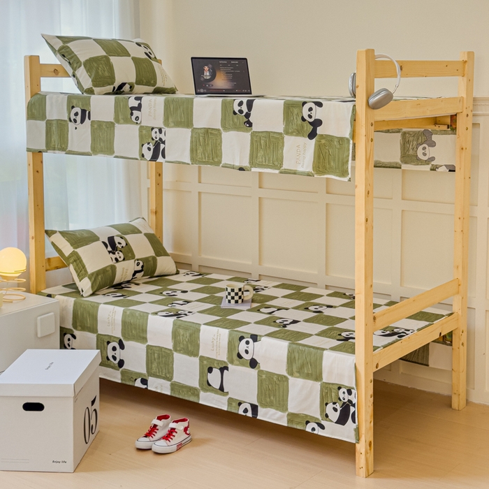 91家纺网 家纺一手货源 找家纺 金丝鸟家纺 2024新款全棉小清新印花单床单系列（学生床） 棋盘米兜