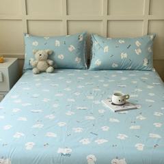 91家纺网 家纺一手货源 找家纺 金丝鸟家纺 2024新款全棉小清新印花单床单系列 婴儿蓝汪