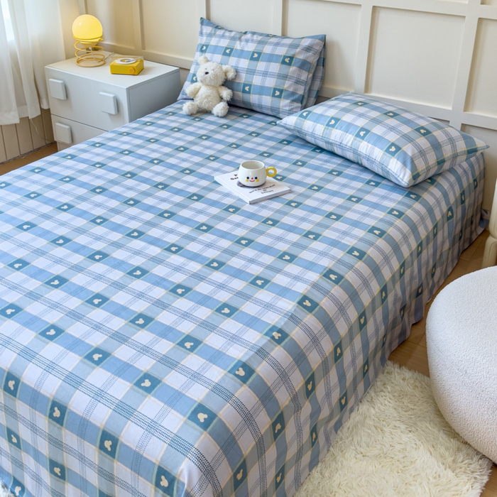 91家纺网 家纺一手货源 找家纺 金丝鸟家纺 2024新款全棉小清新印花单床单系列 小格米奇