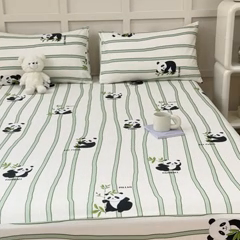 91家纺网 家纺一手货源 找家纺 金丝鸟家纺 2024新款全棉小清新印花单床笠系列 竹林团子