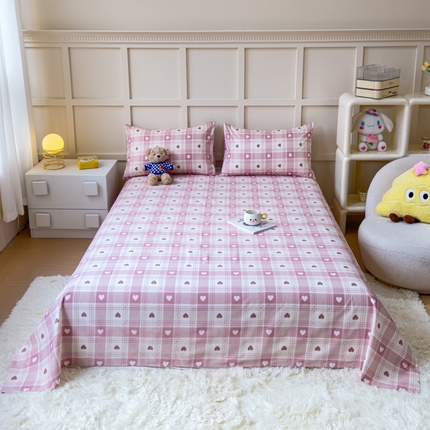 91家纺网 家纺一手货源 找家纺 金丝鸟家纺 2024新款全棉小清新印花单床单系列 美心格