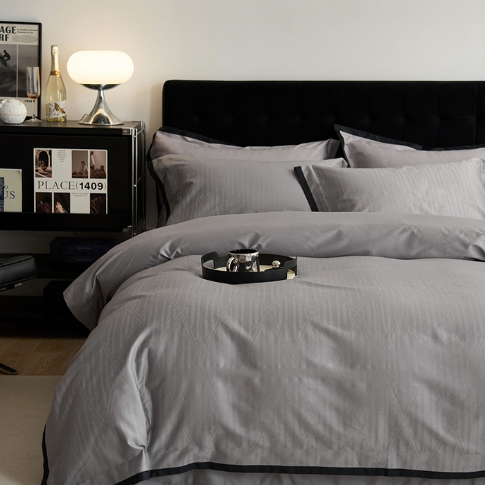 91家纺网 家纺一手货源 找家纺 安莱生活 2024新款60S天丝棉提花四件套（黑金系列） 黑金系列-安道尔