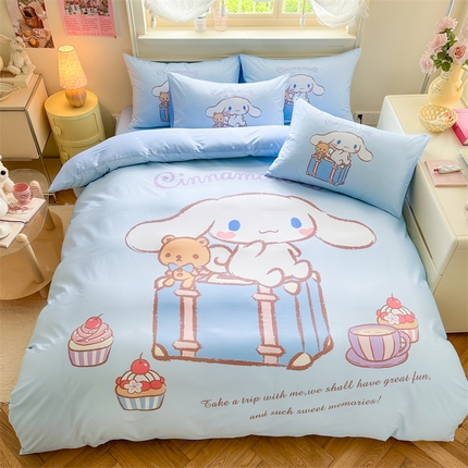 名兮家居 2024新款三丽鸥全棉13372大版数码印花四件套【含防伪标】 旅行玉桂狗