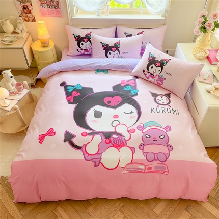 名兮家居 2024新款三丽鸥全棉13372大版数码印花四件套【含防伪标】 书虫爱看书