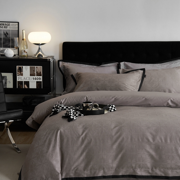 91家纺网 家纺一手货源 找家纺 安莱生活 2024新款60S天丝棉提花四件套（黑金系列） 黑金系列-镜中渊