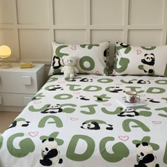 91家纺网 家纺一手货源 找家纺 金丝鸟家纺 2024新款全棉小清新印花单床单系列 国宝字母