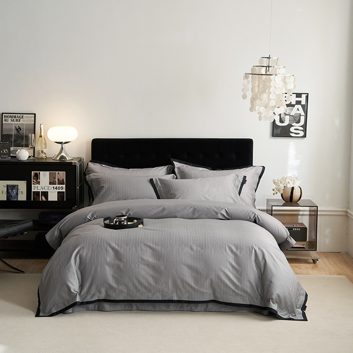 91家纺网 家纺一手货源 找家纺 安莱生活 2024新款60S天丝棉提花四件套（黑金系列） 黑金系列-安道尔