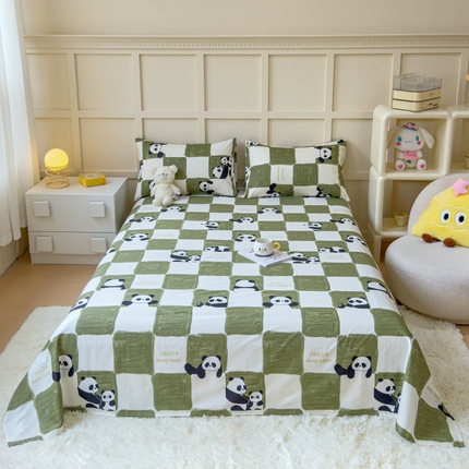 金丝鸟家纺 2024新款全棉小清新印花单床单系列 棋盘米兜