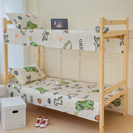 金丝鸟家纺 2024新款全棉小清新印花单床单系列（学生床） 抗浪恐龙