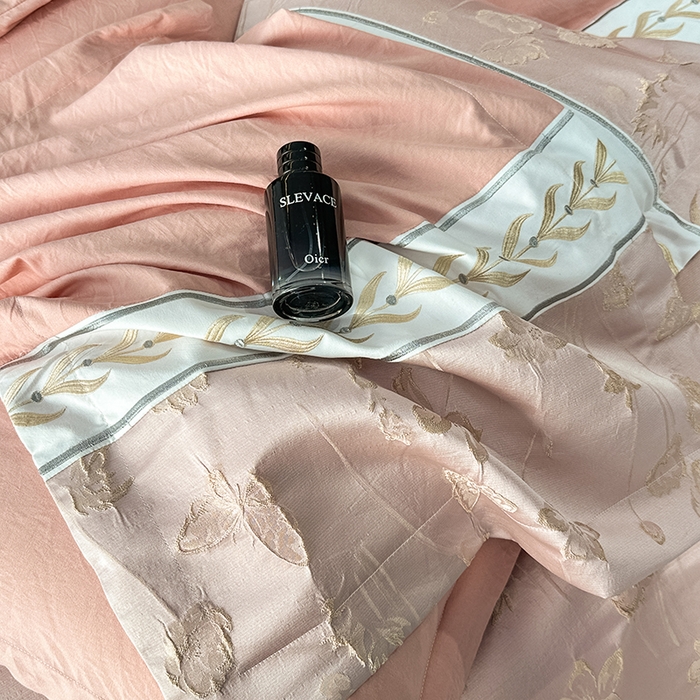 91家纺网 家纺一手货源 找家纺 梦舒羽 2025新款加厚水洗棉浮雕刺绣四件套学生套件 莫奈花园-豆沙