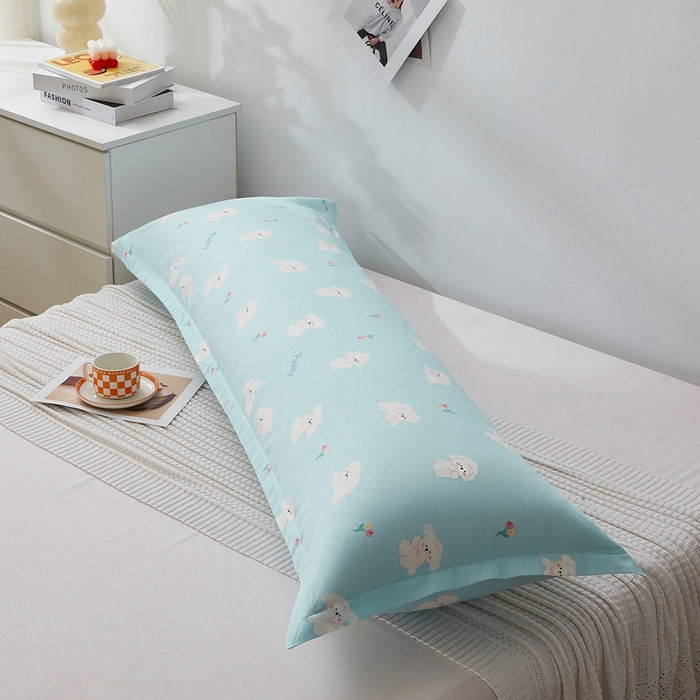 91家纺网 家纺一手货源 找家纺 翎盈家纺 2024新款纯棉小清新印花双人枕套 小萌狗