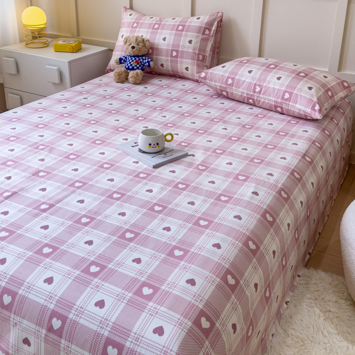 91家纺网 家纺一手货源 找家纺 金丝鸟家纺 2024新款全棉小清新印花单床单系列 美心格