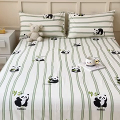 91家纺网 家纺一手货源 找家纺 金丝鸟家纺 2024新款全棉小清新印花单床单系列 竹林团子