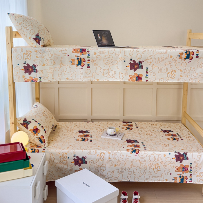 91家纺网 家纺一手货源 找家纺 金丝鸟家纺 2024新款全棉小清新印花单床单系列（学生床） 小童趣