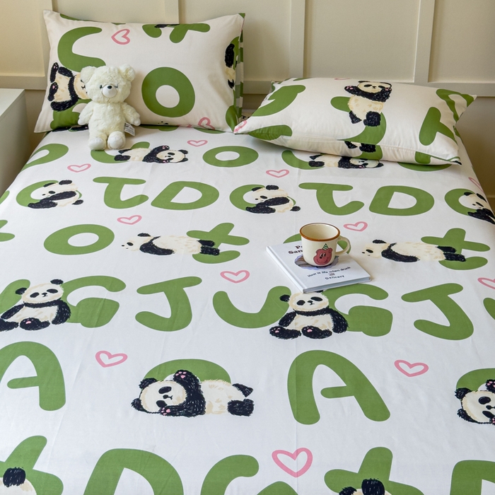 91家纺网 家纺一手货源 找家纺 金丝鸟家纺 2024新款全棉小清新印花单床单系列 国宝字母