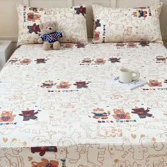 91家纺网 家纺一手货源 找家纺 金丝鸟家纺 2024新款全棉小清新印花单床笠系列 小童趣