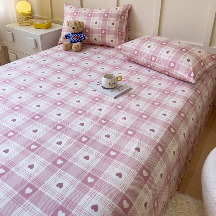 91家纺网 家纺一手货源 找家纺 金丝鸟家纺 2024新款全棉小清新印花单床单系列 美心格