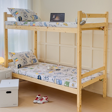 91家纺网 家纺一手货源 找家纺 金丝鸟家纺 2024新款全棉小清新印花单床笠系列（学生床） 快乐小熊