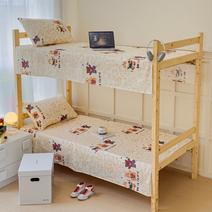 91家纺网 家纺一手货源 找家纺 金丝鸟家纺 2024新款全棉小清新印花单床单系列（学生床） 小童趣