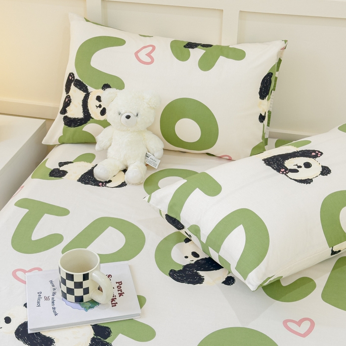 91家纺网 家纺一手货源 找家纺 金丝鸟家纺 2024新款全棉小清新印花单床笠系列 国宝字母