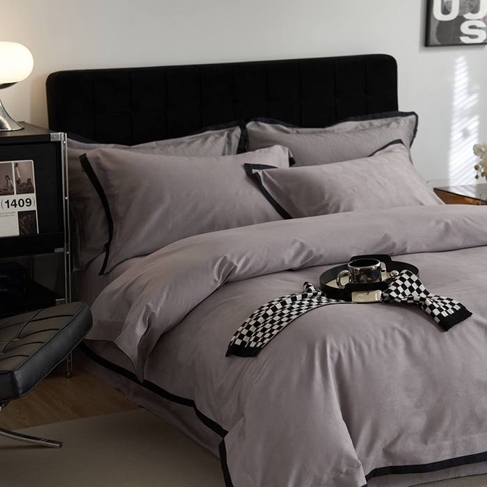 91家纺网 家纺一手货源 找家纺 安莱生活 2024新款60S天丝棉提花四件套（黑金系列） 黑金系列-泫雅