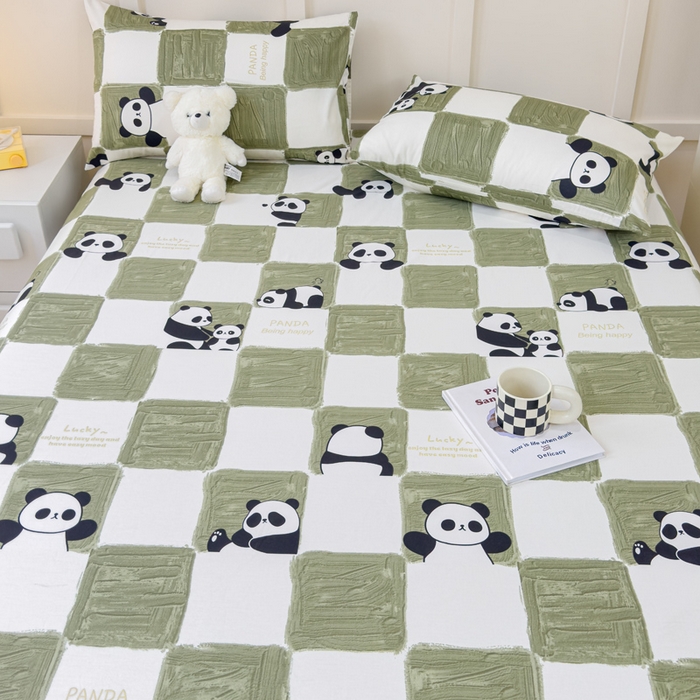 91家纺网 家纺一手货源 找家纺 金丝鸟家纺 2024新款全棉小清新印花单床笠系列 棋盘米兜