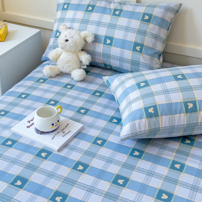 91家纺网 家纺一手货源 找家纺 金丝鸟家纺 2024新款全棉小清新印花单床单系列 小格米奇