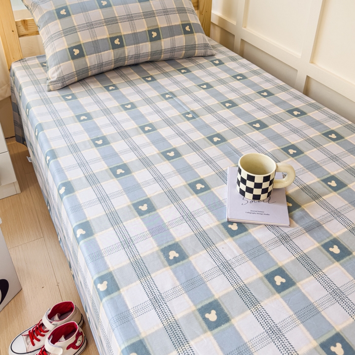 91家纺网 家纺一手货源 找家纺 金丝鸟家纺 2024新款全棉小清新印花单床单系列（学生床） 小格米奇