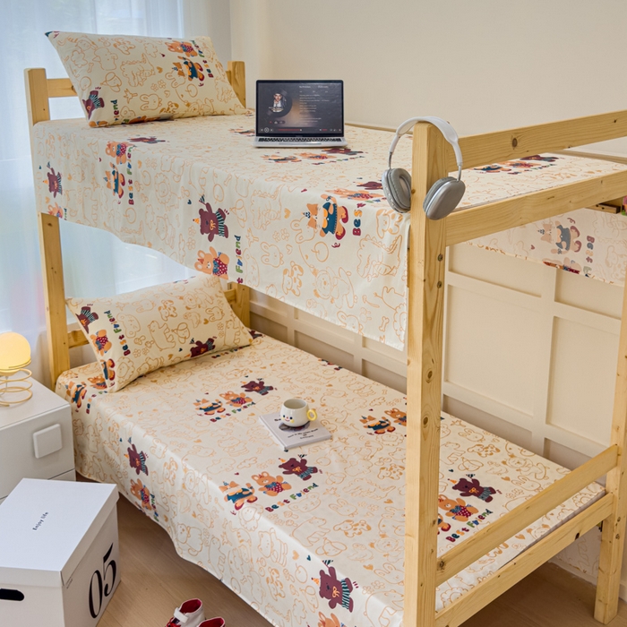 91家纺网 家纺一手货源 找家纺 金丝鸟家纺 2024新款全棉小清新印花单床单系列（学生床） 小童趣