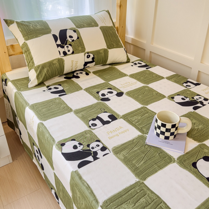 91家纺网 家纺一手货源 找家纺 金丝鸟家纺 2024新款全棉小清新印花单床单系列（学生床） 棋盘米兜