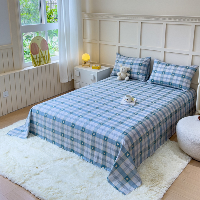 91家纺网 家纺一手货源 找家纺 金丝鸟家纺 2024新款全棉小清新印花单床单系列 小格米奇