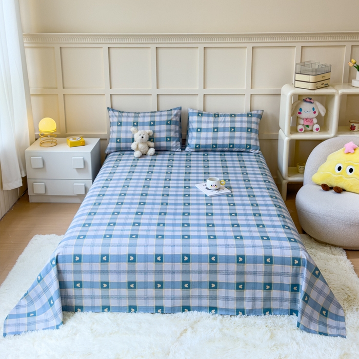 91家纺网 家纺一手货源 找家纺 金丝鸟家纺 2024新款全棉小清新印花单床单系列 小格米奇