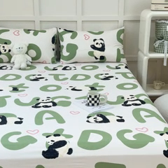 91家纺网 家纺一手货源 找家纺 金丝鸟家纺 2024新款全棉小清新印花单床笠系列 国宝字母