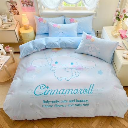 91家纺网 家纺一手货源 找家纺 名兮家居 2024新款三丽鸥全棉13372大版数码印花四件套【含防伪标】 向云端